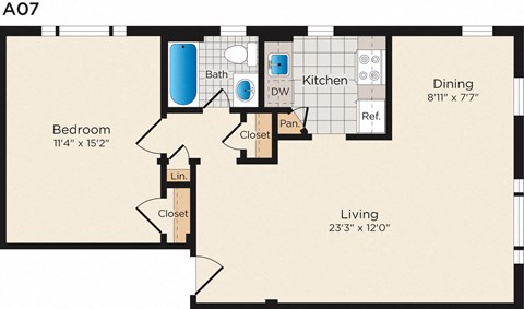 a floor plan of a room with a bedroom and a living room